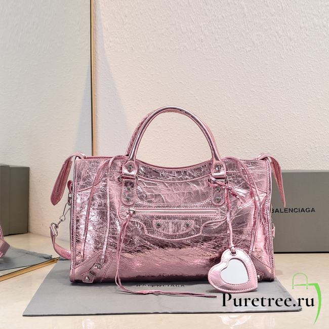 BALENCIAGA | Medium Le City tote bag shiny pink - 1