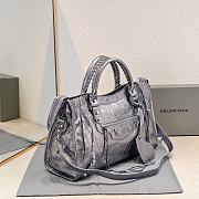 BALENCIAGA | Medium Le City tote bag shiny gray - 4