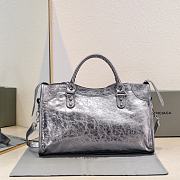 BALENCIAGA | Medium Le City tote bag shiny gray - 3