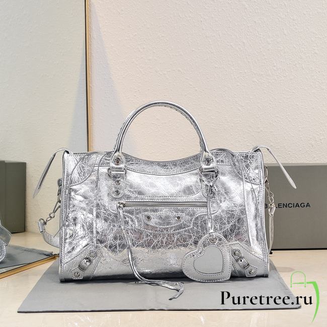 BALENCIAGA | Medium Le City tote bag silver - 1