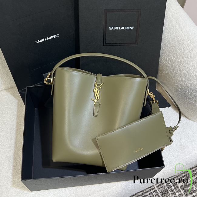 YSL | LE 37 medium in shiny leather green - 1