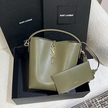 YSL | LE 37 medium in shiny leather green