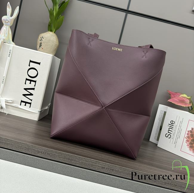 LOEWE | Puzzle Fold Tote bag in burgundy - 1