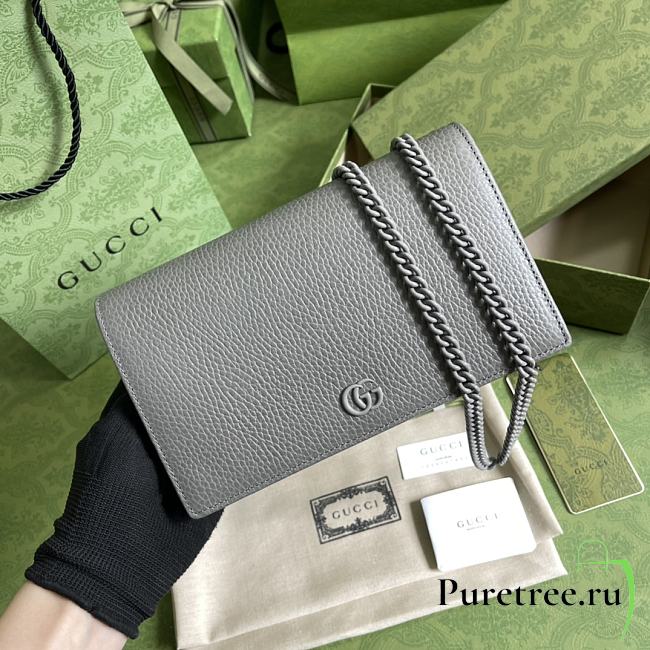 GUCCI | GG Marmont Wallet On Chain In Gray - 1