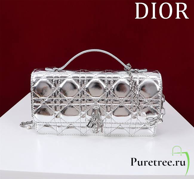 DIOR | My Mini Bag Iridescent Metallic Silver-Tone Cannage Lambskin - 1