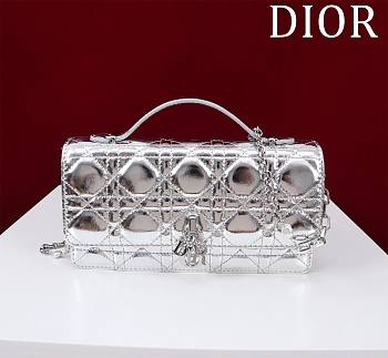 DIOR | My Mini Bag Iridescent Metallic Silver-Tone Cannage Lambskin