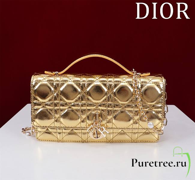 DIOR | My Mini Bag Iridescent Metallic Gold-Tone Cannage Lambskin - 1