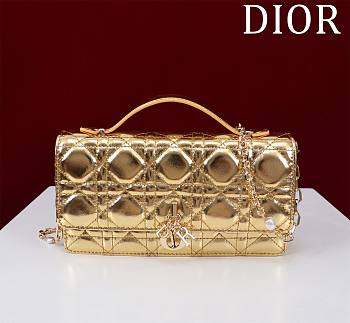 DIOR | My Mini Bag Iridescent Metallic Gold-Tone Cannage Lambskin