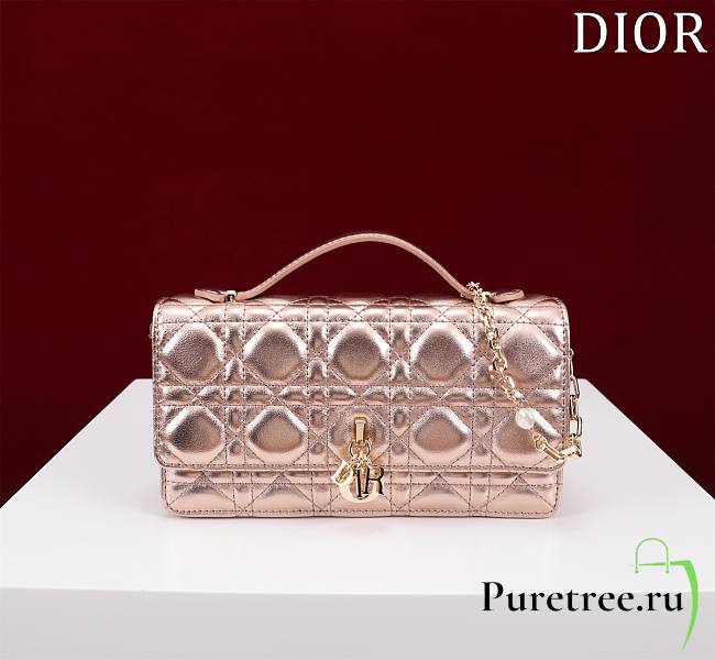 DIOR | My Mini Bag Iridescent Metallic Pink-Tone Cannage Lambskin - 1