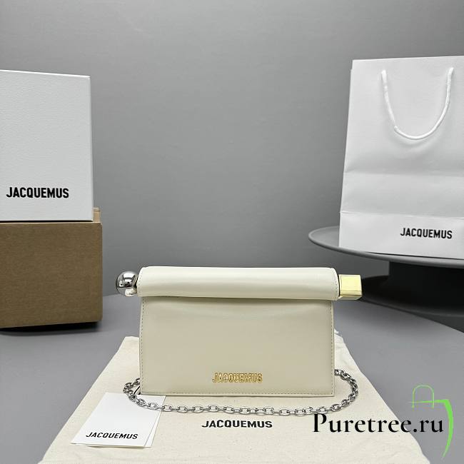 JACQUEMUS | La Petite Pochette Logo Plaque Shoulder Bag White - 1