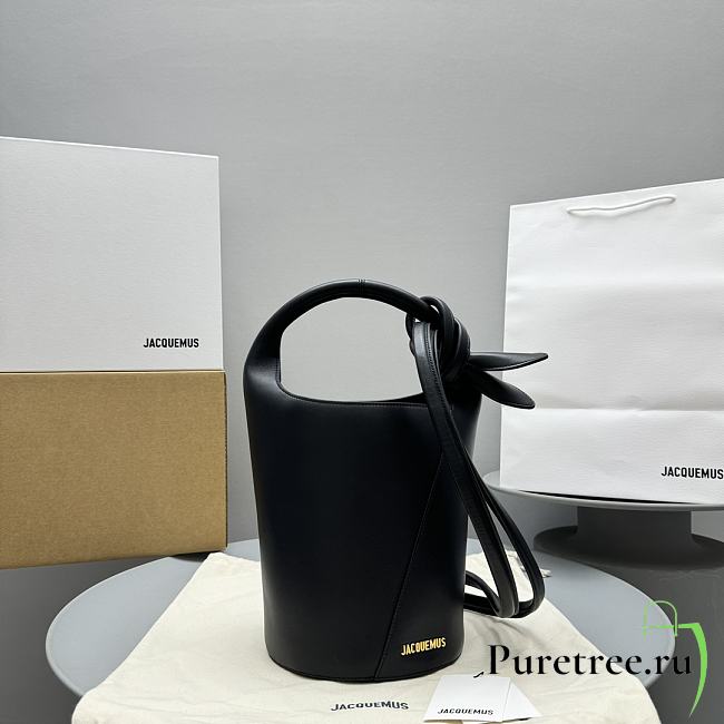 JACQUEMUS | Mini Knotted Bucket Bag Black - 1