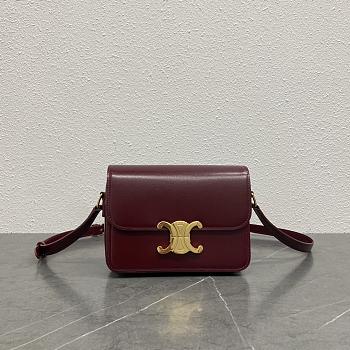 CELINE | Mini Triomphe Bag in shiny calfskin Burgundy