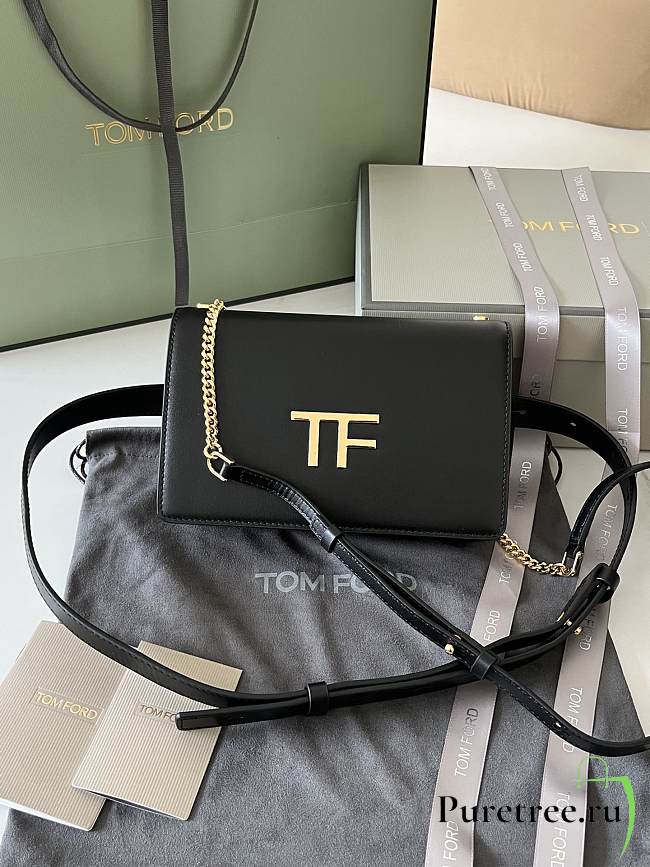 TOM FORD | Palmellato leather baguette bag with logo black - 1