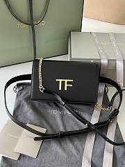 TOM FORD | Palmellato leather baguette bag with logo black - 1