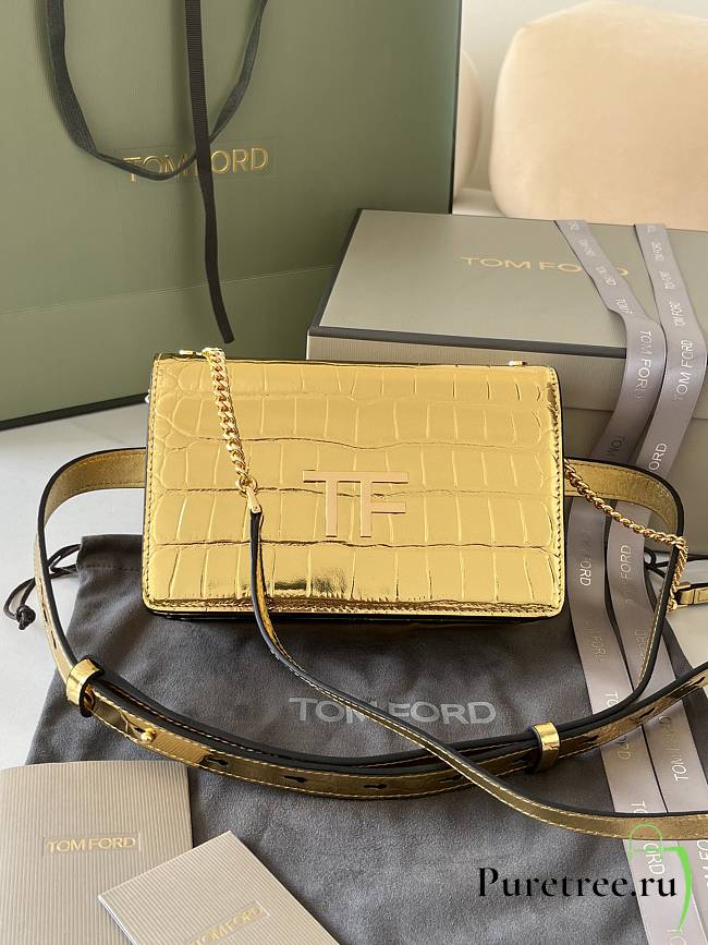 TOM FORD | Embrossed Crocodile Crossbody Gold  - 1