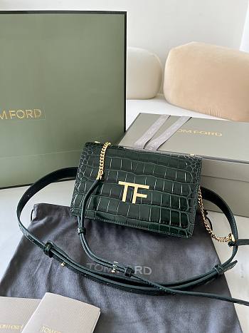 TOM FORD | Embrossed Crocodile Crossbody Green