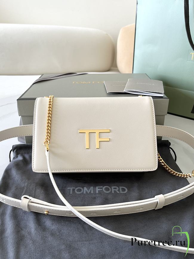 TOM FORD | Palmellato leather baguette bag with logo white - 1