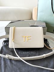 TOM FORD | Palmellato leather baguette bag with logo white - 1