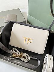 TOM FORD | Palmellato leather baguette bag with logo white - 3