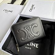 CELINE | TRIOMPHE COMPACT ZIPPERED WALLET IN SMOOTH CALFSKIN Black - 1