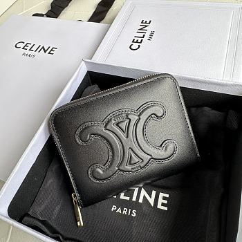 CELINE | TRIOMPHE COMPACT ZIPPERED WALLET IN SMOOTH CALFSKIN Black