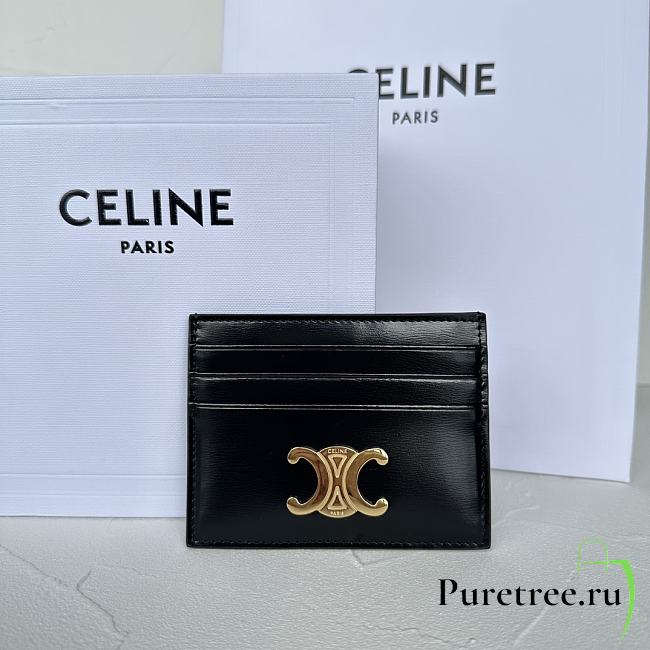 CELINE | Triomphe Card Holder In Black - 1