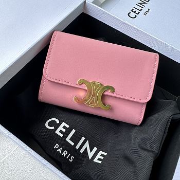 CELINE | COMPACT WALLET WITH COIN TRIOMPHE in Shiny calfskin Pink