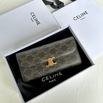 CELINE | Large Triomphe wallet in shiny calf leather 