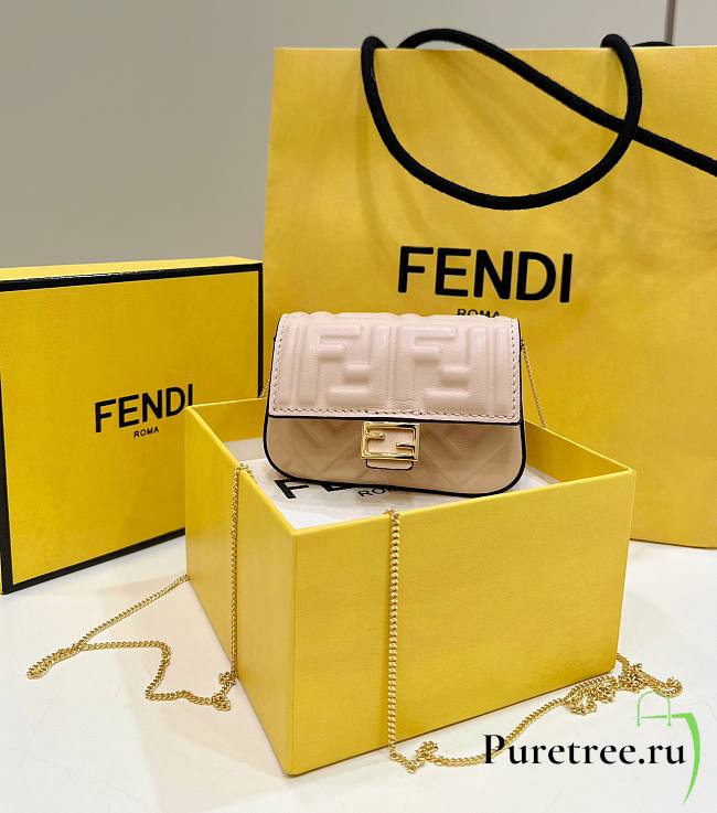 FENDI | Nano Baguette Super mini bag card Sheepskin beige - 1