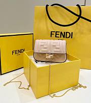 FENDI | Nano Baguette Super mini bag card Sheepskin beige - 1