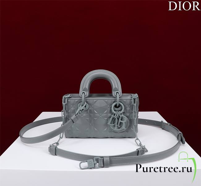 DIOR | Lady d-joy-micro Leather with Velvet shiny gray blue - 1