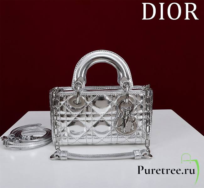 DIOR | Lady d-joy-micro Leather with Velvet shiny silver - 1