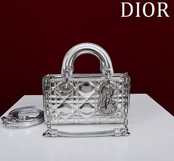 DIOR | Lady d-joy-micro Leather with Velvet shiny silver