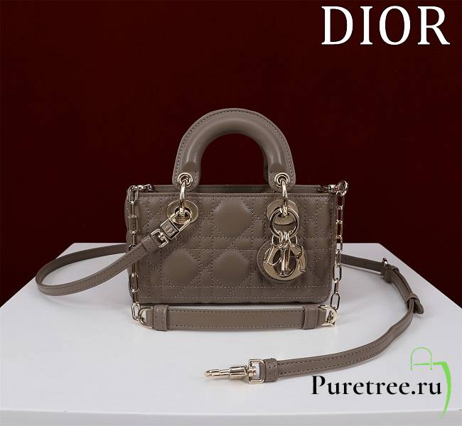 DIOR | Lady d-joy-micro Leather with Velvet dark gray - 1