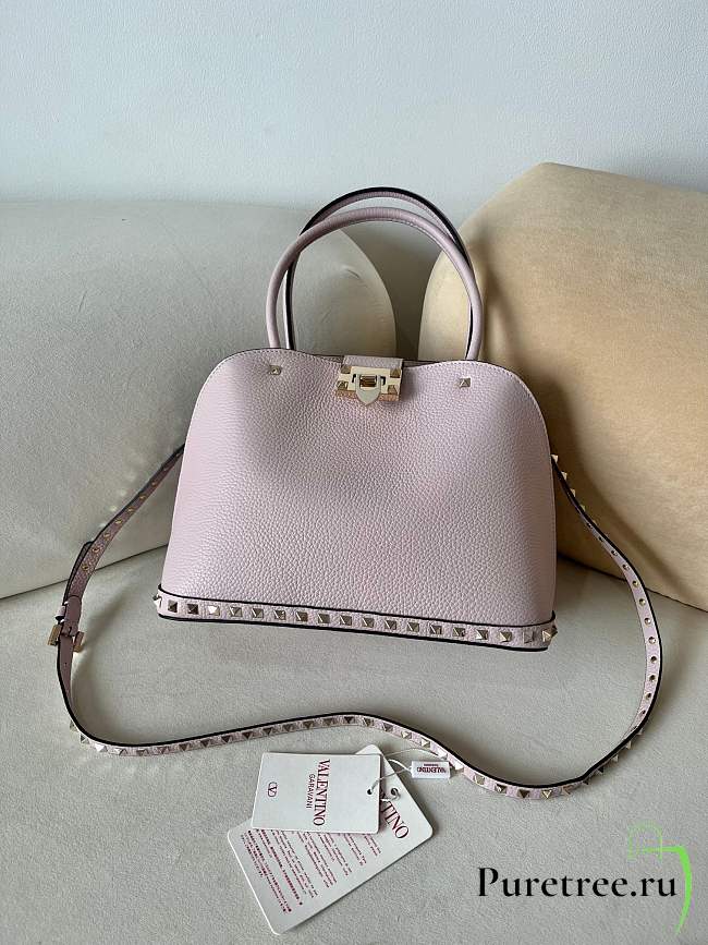 VALENTINO | GARAVANI ROCKSTUD SMALL HANDBAG IN GRAINY CALFSKIN PINK - 1