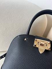 VALENTINO | UNI GARAVANI ROCKSTUD SMALL HANDBAG IN GRAINY CALFSKIN BLACK - 3