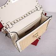 VALENTINO | Rockstud Small Leather-Trimmed Metallic Shoulder Bag Beige - 5