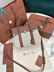 LORO PIANA | Loom Bag L25 Calfskin Canvas Brown - 5