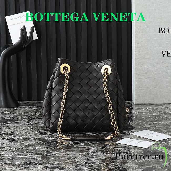 BOTTEGA VENETA | Small Parachute Shoulder bag in supple Intrecciato leather black  - 1