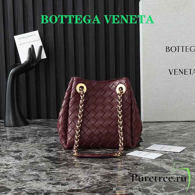 BOTTEGA VENETA | Small Parachute Shoulder bag in supple Intrecciato leather burgundy - 1