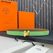 HERMES | Metal buckle Double-faced belt in Swift and Epsom fluorescent green - 1