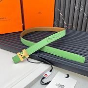 HERMES | Metal buckle Double-faced belt in Swift and Epsom fluorescent green - 2