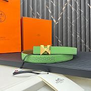 HERMES | Metal buckle Double-faced belt in Swift and Epsom fluorescent green - 3