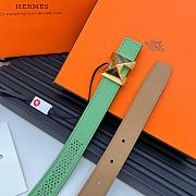 HERMES | Metal buckle Double-faced belt in Swift and Epsom fluorescent green - 6