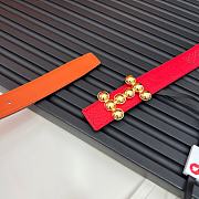 HERMES | Metal buckle Double-faced belt in Swift and Epsom Red - 4