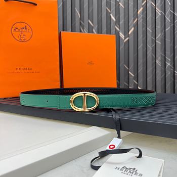 HERMES | Metal buckle Double-faced belt in Swift Green