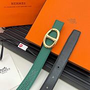 HERMES | Metal buckle Double-faced belt in Swift Green - 3