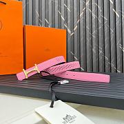 HERMES | Metal buckle Double-faced belt in Swift and Epsom Pink - 4