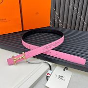 HERMES | Metal buckle Double-faced belt in Swift and Epsom Pink - 5