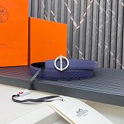 HERMES | Metal buckle Double-faced belt in Swift and Epsom Purble - 4